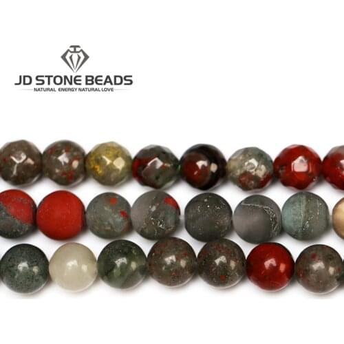 Wholesale Price Africa Blood Stone Size 4 6 8 10mm Matte Round Gemstone Beads Personalized Fashion Hand-made Jewelry Ornament