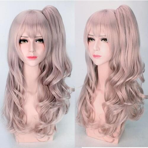 Girls Frontline ump45 Wigs Curly Long Synthetic Cosplay Costume Wigs Game With Chip Ponytail + Wig Cap