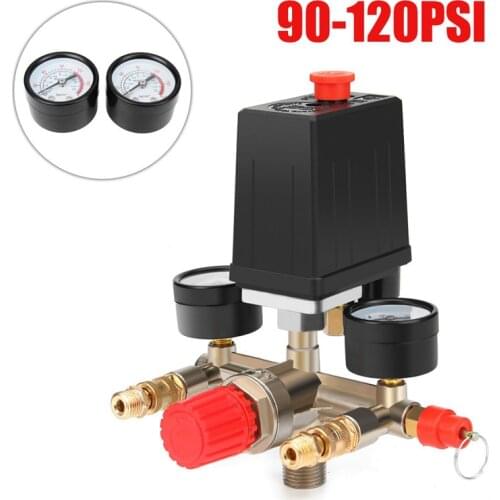 90-120Psi Air Compressor Pressure Control Switch 240V 20A 1/4"NPT Valve Manifold Relief Regulator Pressure Gauge Air Pump Switch