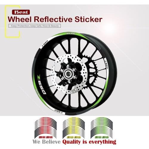 Strips Motorcycle Wheel Tire Stickers Car Reflective Rim Tape Motorbike Bicycle Auto Decals FOR KAWASAKI Z650 17-20