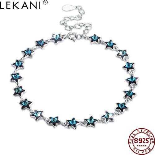 LEKANI 925 Sterling Silver Embellished With Crystals From Swarovski Cast of Stars Adjustable Bracelet Hot Sale Fine Jewelry 2020