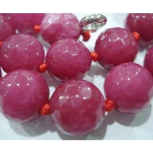 RHJ00142 Natural 10mm Faceted Ruby Round beads Necklace 18"AAA