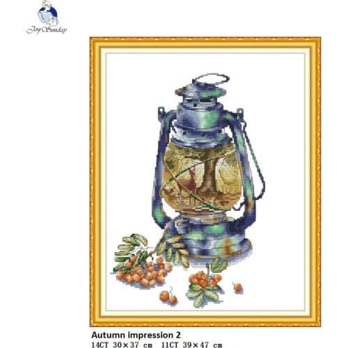 Needlework,DIY Hand Made DMC Cross stitch,Sets For Embroidery kits, Autumn Impression Patterns Counted Printed Cross-Stitching