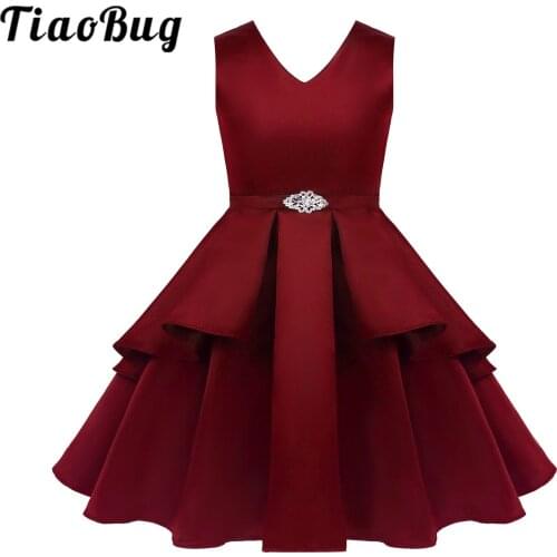 Kids Girls Flower Formal Party Dress Ball Gown Prom Bridesmaid Wedding Children First Communion Gowns Princess Tutu Dress