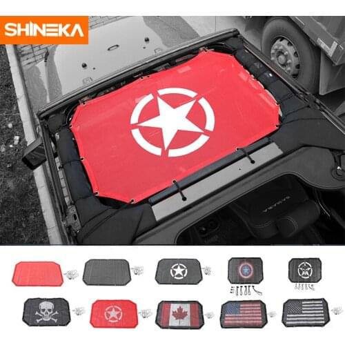 SHINEKA 2 Doors Sunshade Front Roof Mesh Bikini Top Roof Mesh Sun UV Protector Car Cover For Jeep Wrangler 2007-2017 Accessories