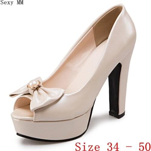 Peep Toe Women High Heel Shoes Platform Pumps Woman High Heels Wedding Shoes Plus Size 34 - 40 41 42 43 44 45 46 47 48 49 50