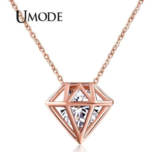 UMODE Hollow Star-shaped With a Brilliant Cut Cubic Zirconia Stone Necklaces Rose Gold color Accesorios Mujer Jewelry UN0115A