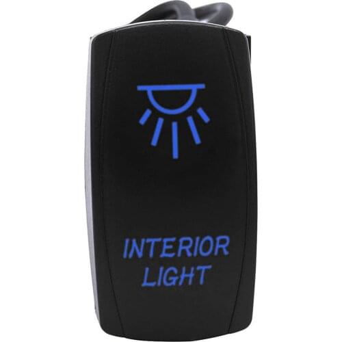 Universal Car LED Blue INTERIOR LIGHT Rocker Switch Waterproof with Wires 5-Pin 12V 20 Amp for Car Auto Accessories
