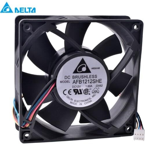AFB1212SHE 12CM 12038 120x120x38mm 12V 1.6A 4-wire 4Pin PWM double ball bearing high volume air cooling fan