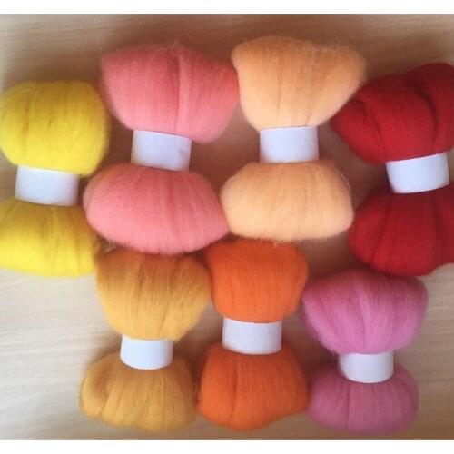 WFPFBEC wool for felting 70g 7colors 10g/color wool fiber needle felt