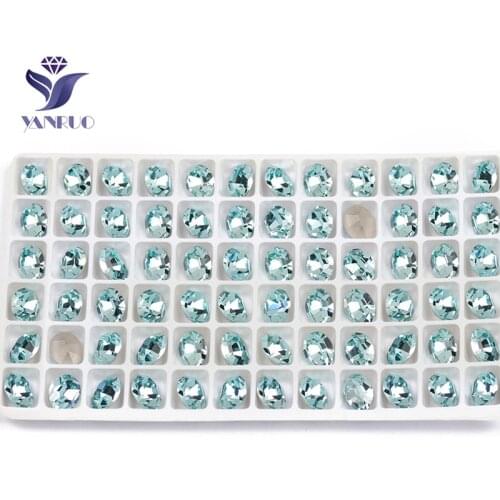 YANRUO 4128 Oval Aquamarine K9 Crystal Rhinestones Sewing Crystals With Claws Stones Studs For Rhinestones Wedding Dresses