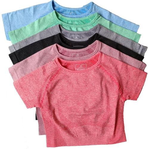 Women Yoga Sport Shirts Long & Short Sleeves Fitness Wear Workout Clothing Gym Crop Tops T-Shirts Active Wear For Woman Yoga Top