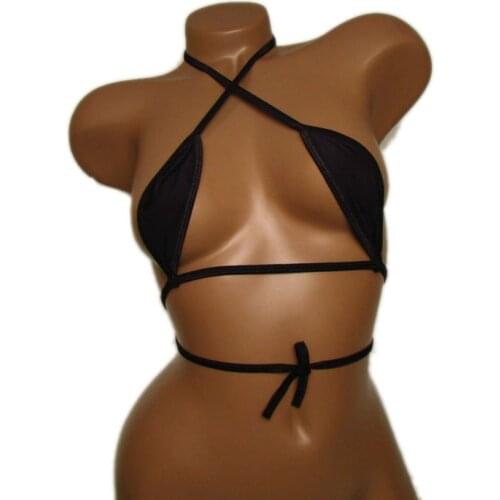 Candy Cherries Women Lycra Bra Sexy Lingerie Bralette Crop Top Beach Micro Bikini Tank Sheer Girl Sport Sticky Bra Backless