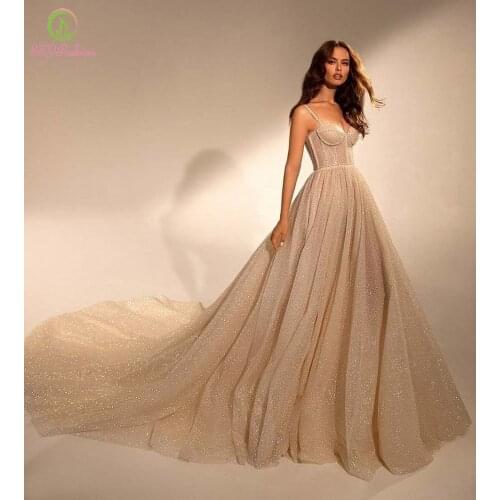 SSYFashion Luxury Glitter Evening Dress Sweetheart Sexy A-line Sequins Beading Long Beach Prom Formal Gowns for Women Vestidos