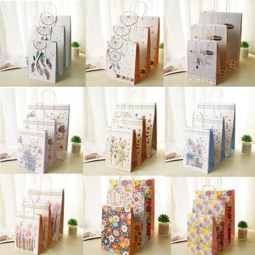 10pcs Kraft Paper Handle Bag Recyclable Environmental Protection Packaging Custom Candy Box Packaging Party Business Customize