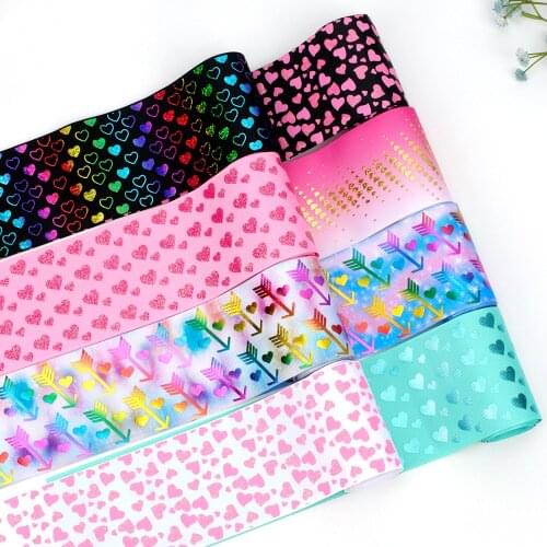 2yards/Roll 7.5cm Printing Ribbon Cupid Love Pattern DIY Sewing Craft Supplies Hair Accessories Christmas Decoration