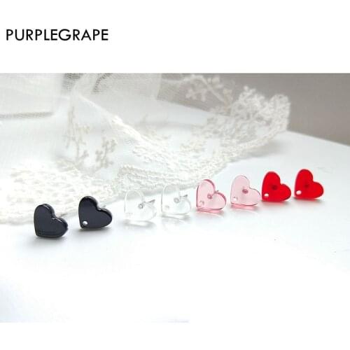 20pcs Acrylic peach heart ear needle DIY earrings accessories material handmade pendant single hole fashion
