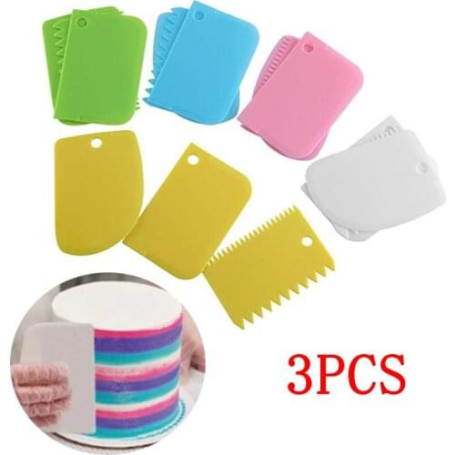 3PCS/Lot Dough Cake Cutter Slicer Spatula for Cake Cream Scraper Pasty Cutters Scraper Irregular Teeth Edge DIY Smoother Tool