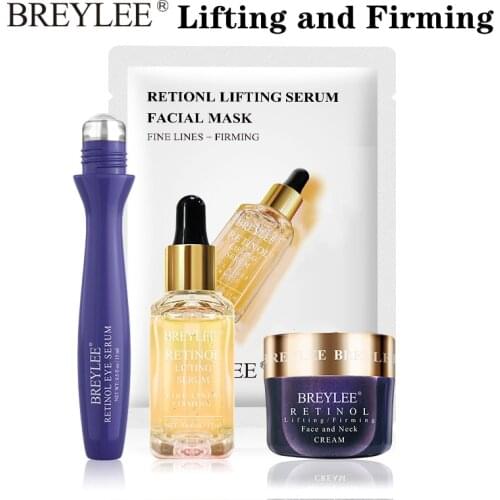 BREYLEE Retinol Series Anti Aging Firming Face Mask Facial Eye Cream Serum Remove Fine LinesWrinklesTightenSkinCare Essence 4pcs