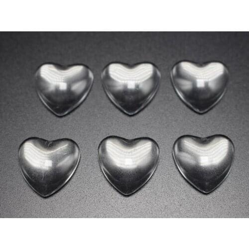50 Transparent Clear Love Heart Dome Flatback Glass Cabochon 16mm