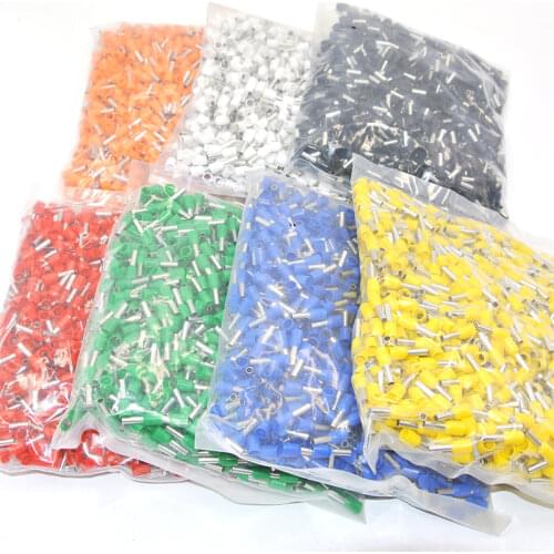 Wholesal 6000pcs 20 AWG 0.75mm2 Insulated Cord End Terminal Wire Ferrules E7508 Red Green Yellow Blue White Black