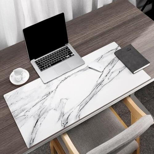 Oversized leather mouse pad marble texture desk pad waterproof PU leather mouse pad custom