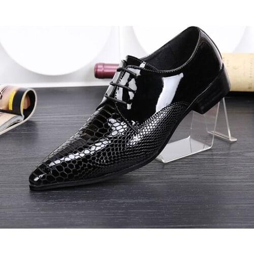 Christia Bella Classical Male Genuine Leather Business Formal Brogue Shoes Party Fashion Black Mens Plus Size Pointed Toe Shoes