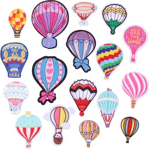 Color Hot Air Balloon Embroidery Patches Iron-On Transfers For Clothing DIY T-Shirt/Backpack Sticker Exquisite Embroidery Patch