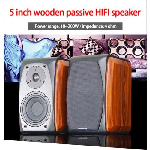 KYYSLB F36 10~200W 4 Ohm 5 Inch Wooden Passive HIFI Speaker Bookshelf Speaker Audio Tube Amplifier Monitor Adapter Pair Box