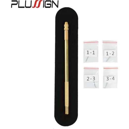 1Pc Brass Holder And 4Pcs Different Size Ventilating Needles (1-1, 1-2, 2-3, 3-4) For Wigs Making Professional Wig Making Tools