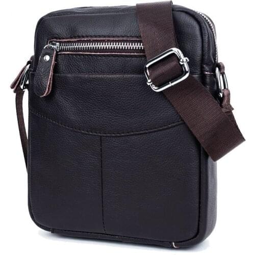 Mens first layer cowhide business casual one-shoulder messenger portable and convenient mobile phone cashier sports small bag