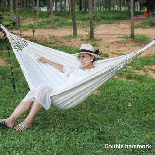 Double hammock Cotton Hammock Swing Bed Outdoor Backpack Survival Travel Top Rated Quality Equipment Hanging Chair Swing white