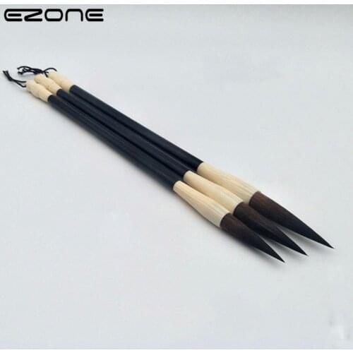 EZONE 1PCS Purple Rabbit Hair Chinese Calligraphy Brush Pen Wooden Pole Small Regular Script Writing Drawing Brush Stationery