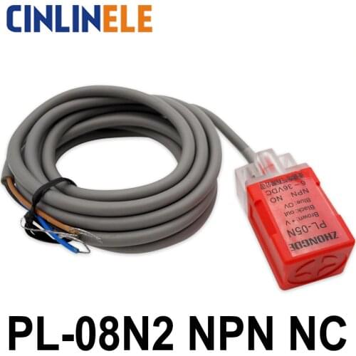 PL-08N2 8mm sensing DC NPN NC Cube shell inductive Screen shield type proximity switch LP08 proximity sensor 17*17*35