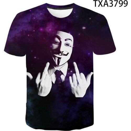 Hacker Mask 3D Print Tshirt Men Women Summer Short Sleeve Casual T-shirt Funny Boy Girl Kids Tops Cool Streetwear Tees