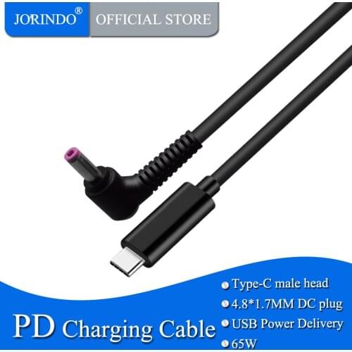 JORINDO 1.5M/4.9FT Type-C to 4.8*1.7MM notebook PD Power Charge Cable ,USB-C male head 65W fast Charging Line 20V 3.25A 65W