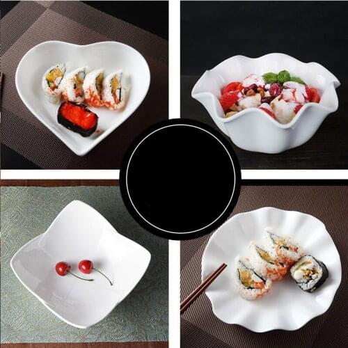 Ceramic Vegetable Dishes Household Hotels Tableware Dishes Creative Fruits Western Dishes Pure White Circular Tableware Plates