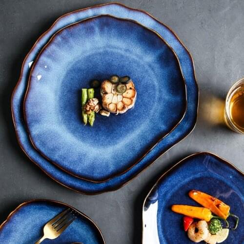 Kiln Changed Western Food Ceramic Plates Household Irregular Soup Bowl Creative Japanese Cuisine Vegetable Fruit Salad Plates