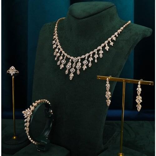 TIRIM Luxurious Elegant Bridal Necklace Set for Women Cubic Zirconia Wedding Jewelry Sets Brides Accessories Nigeria Jewelri