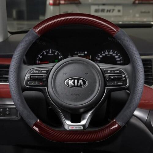 Car Steering Wheel Cover D Shape Leather For Volkswagen Golf 6 7 Polo Passat Tiguan 2016 2017 2018 For Kia Sportage Optima K5