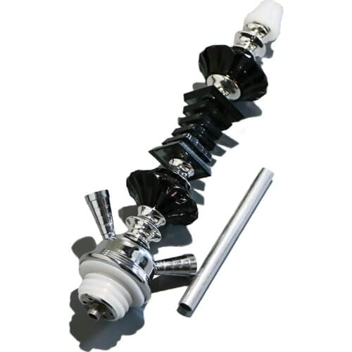 Middle Size 42 CM Metal Hookah Stem Shisha Accessories Black Green Chicha Smoking Water Pipe Narguile Two Hoses Nargile