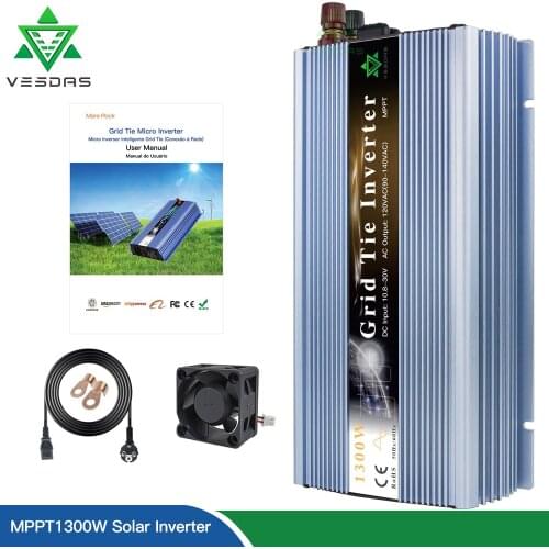 Micro 1300W Solar Inverter MPPT On Grid Tie inverter Pure Sine Wave 18V 24V 36V DC To 110V 220V AC For Wind Generator Battery