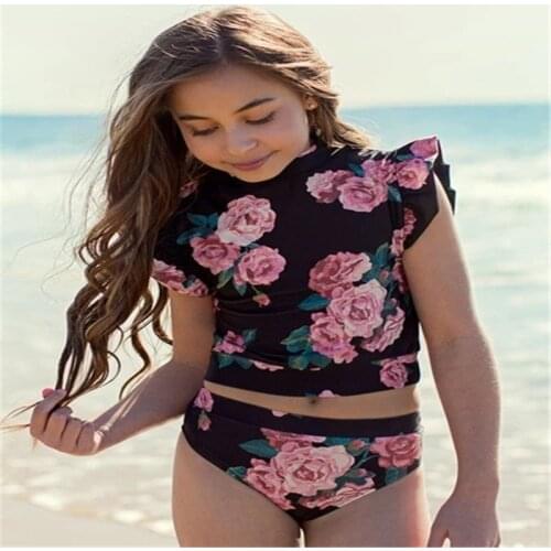 2021 Summer New Girls Swimsuit Kids Swimwear Cute Print Kids Bikini Sets Children Swimwear Kids Beach Wear Baby Clothes For Girl