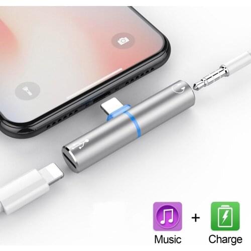 New Adapter for Lightning to 3.5mm Aux Adaptador Jack for iPhone 7 8 X plus Headphone Splitter Charging&Audio Cable Adaptador