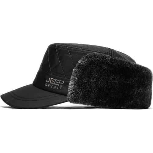 Autumn Winter Dad Hat Adjustable Size Flat Cap Men Windbreaker Fleece Warm Mens Caps With Fur Earmuffs Gorros De Invierno Hats