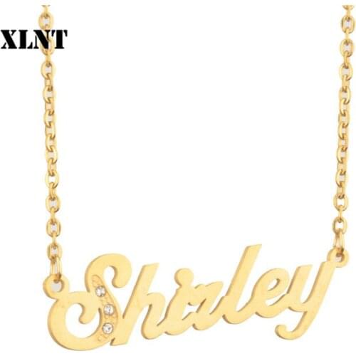XLNT Shirley Name Necklace Personalized Custom Name Necklace Stainless Steel Pendant Necklace Women/Men Gift