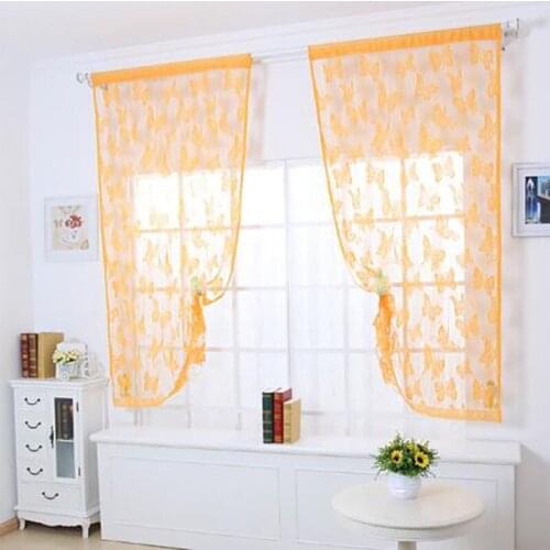 Butterfly Print Sheer Window Panel Curtains Room Divider New For Living Room Bedroom Kitchen Room