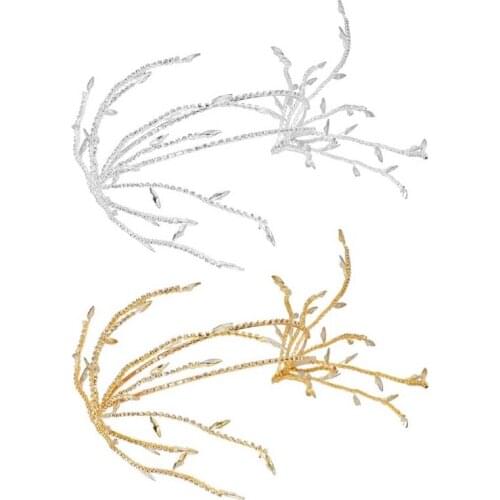 Luxury Fashion Bride Headband Crystal Leaf Hair Band Handmade Bridal Crown Tiara Wedding Pageant Bridal Hair Accessories