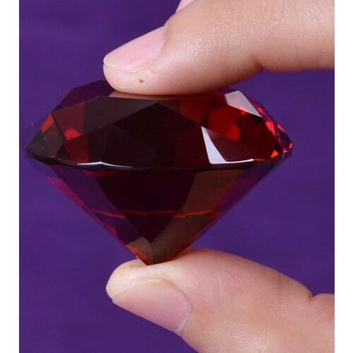 Glass Gems Centerpieces Crystal Diamond Paperweight Discoloring Material 40mm Dark Red Living Room Decoration