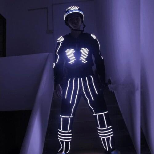 Led Luminous Dance Robot Suit Light Up Led Halloween Masquerade Clothes Led New Year Suit Ballroom Costume